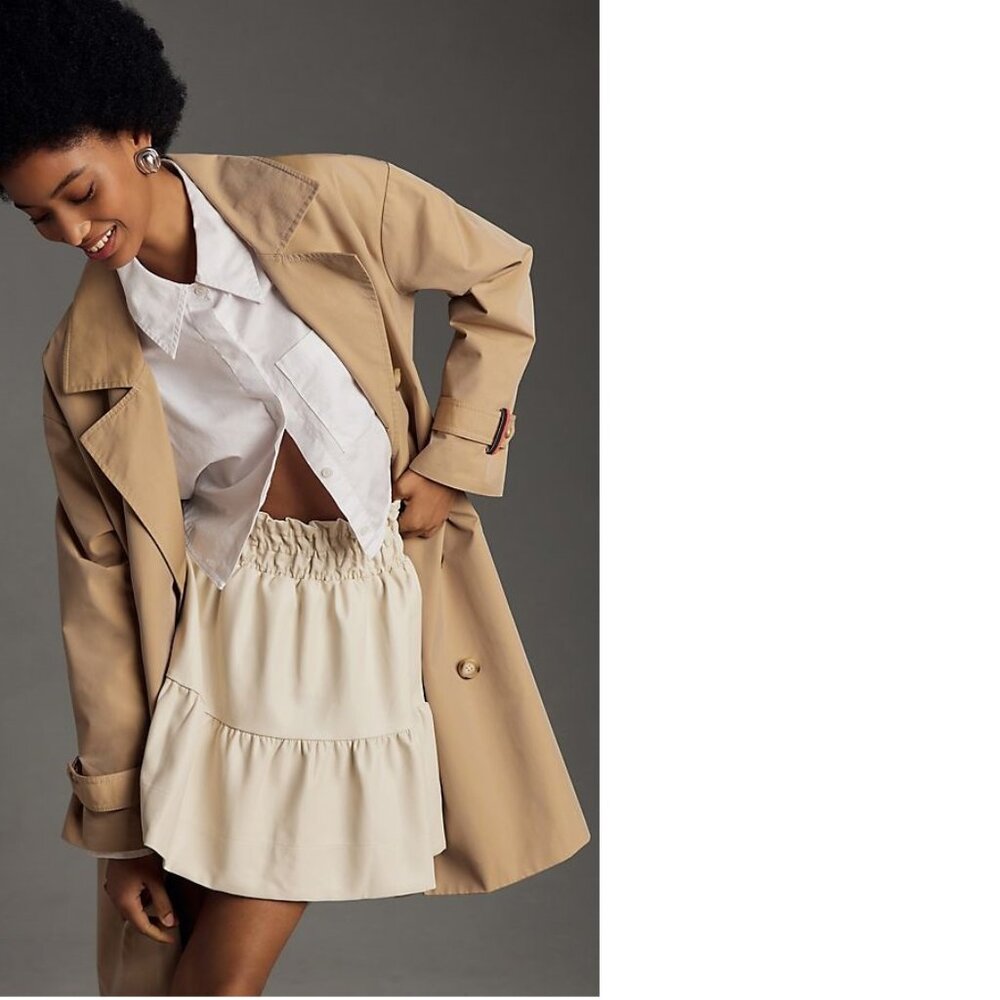 NWT new anthropologie The Somerset Mini Skirt: Faux Leather Edition XL neutral